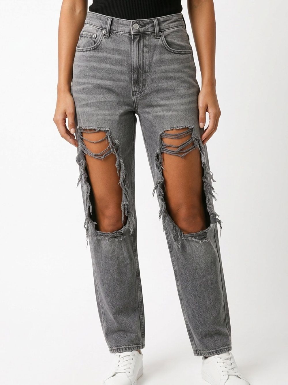 AMERICAN EAGLE | NEW BaggyβMom Jean Washed Black Destroyed Womenβs Size 10 (30)